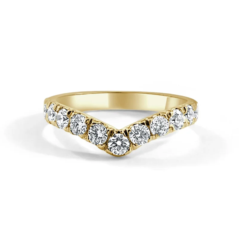 Custom engagement rings with engraved floral bands -Joelle Diamond Stackable V-Ring 14k Gold 3/4 ct. TDW