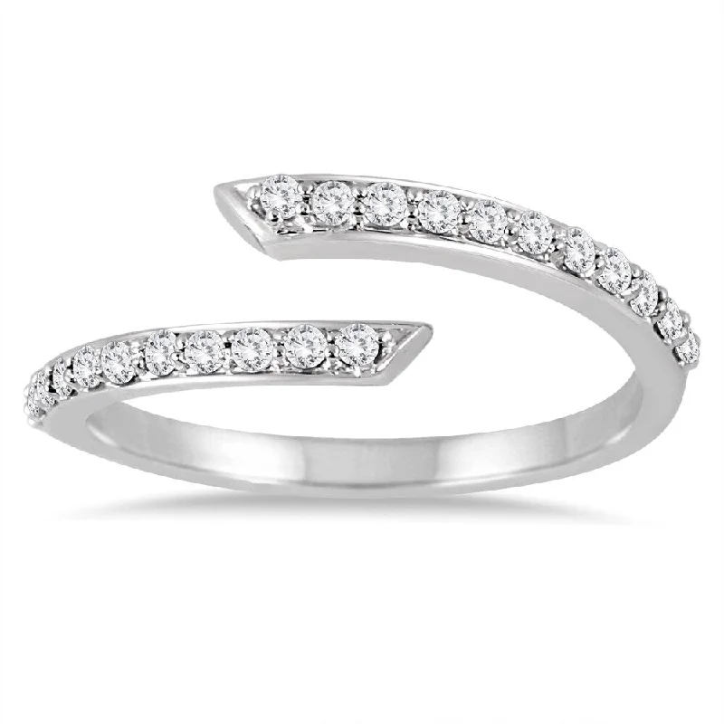 Engagement rings with pave-set citrine for warmth -Marquee 1/3 Carat TW Split Bypass Diamond Ring in 14K White Gold