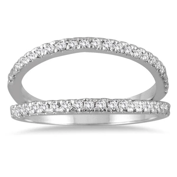 Engagement rings with modern open-band opal -Marquee Jewels 10K White Gold 1/3CT Diamond Double Row Split Ring