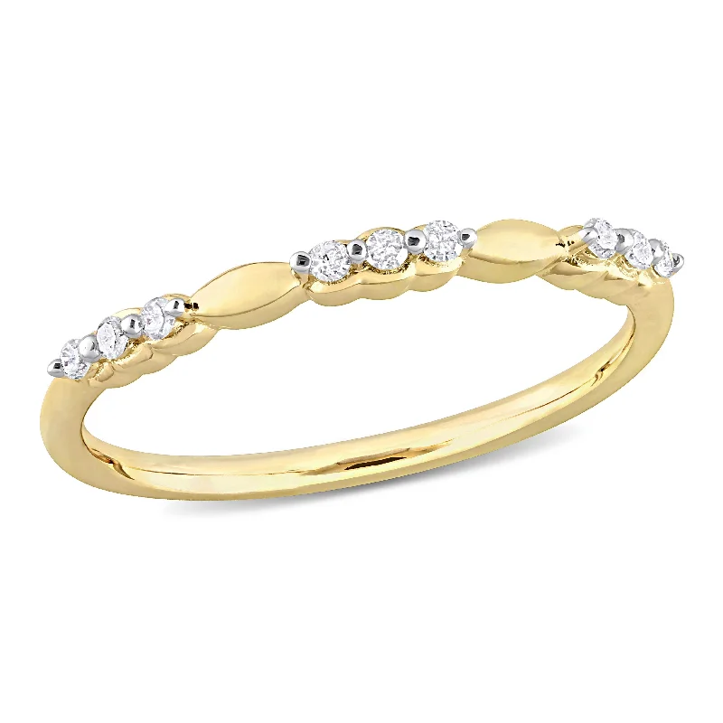 Engagement rings with yellow gold floral halos -Miadora 1/10ct TDW Diamond Promise Ring in Yellow Silver