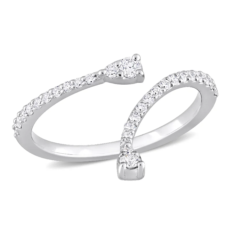 Engagement rings with tension-set peridot stones -Miadora 1/4ct TDW Diamond Semi-Eternity Open Twist Ring in 14k White Gold