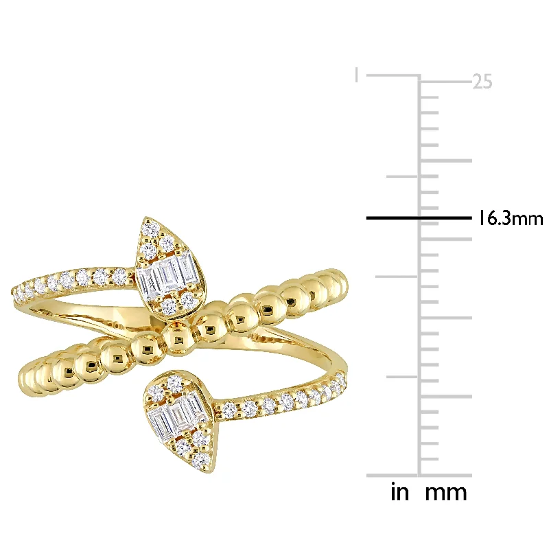 Engagement rings with cluster topaz for dazzle -Miadora 1/4ct TDW Parallel Baguette-Cut Diamond Coil Ring in 14k Yellow Gold