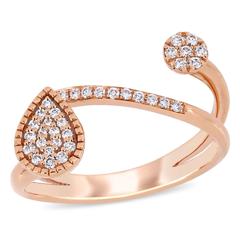 Engagement rings with cathedral-set ruby stones -Miadora 1/5ct TW Diamond Abstract Ring in 14k Rose Gold