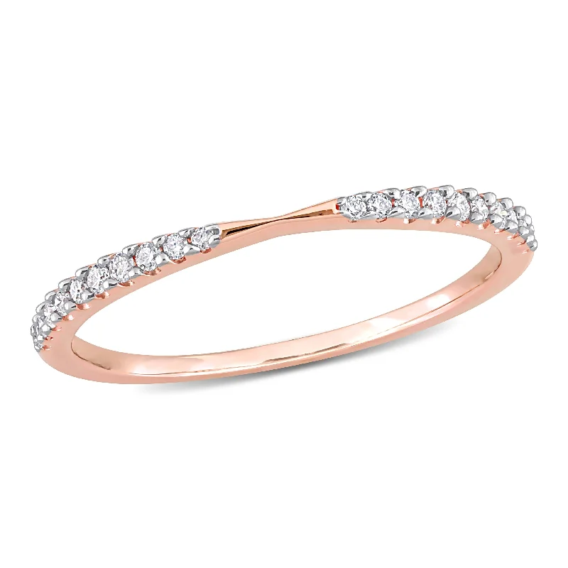 Engagement rings with vine-inspired topaz bands -Miadora 1/8ct TDW Diamond Stackable Wedding Band Ring in 14k Rose Gold