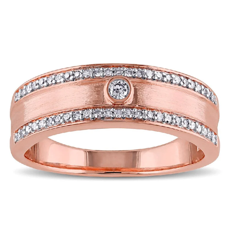 Engagement rings with sleek rose gold twists -Miadora 10k Rose Gold 1/5ct TDW Bezel Diamond Band - White