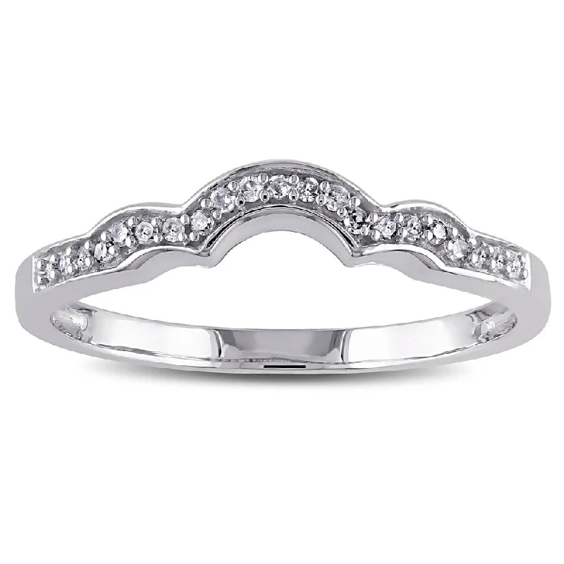 Engagement rings with bold black onyx halos -Miadora 10k White Gold 1/10ct TDW Diamond Stackable Contoured Wedding Band (G-H, I2-I3)