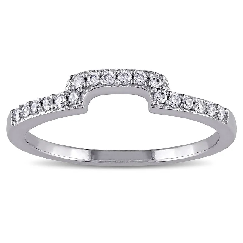 Engagement rings with asymmetrical halo of jade -Miadora 10k White Gold 1/6ct TDW Diamond Contour Wedding Band (G-H, I1-I2)