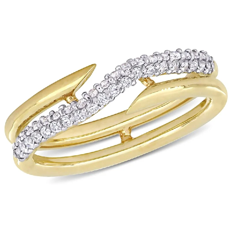 Engagement rings with pearl accents for elegance -Miadora 10k Yellow Gold 1/3ct TDW Diamond Interlaced Double Band