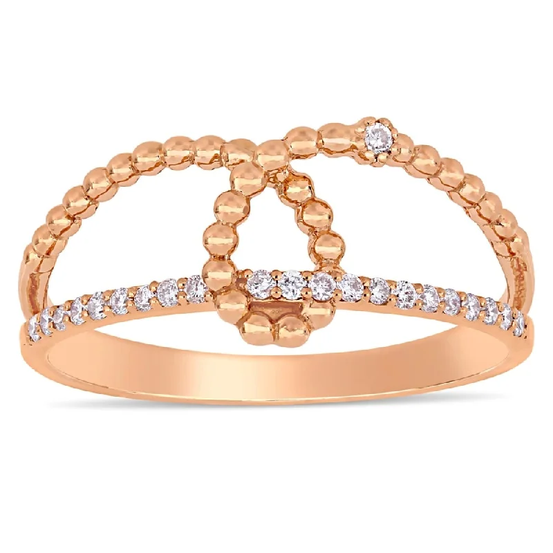 Engagement rings with infinity twist diamond bands -Miadora 14k Rose Gold 1/10ct TDW Diamond Studded Loop Ring