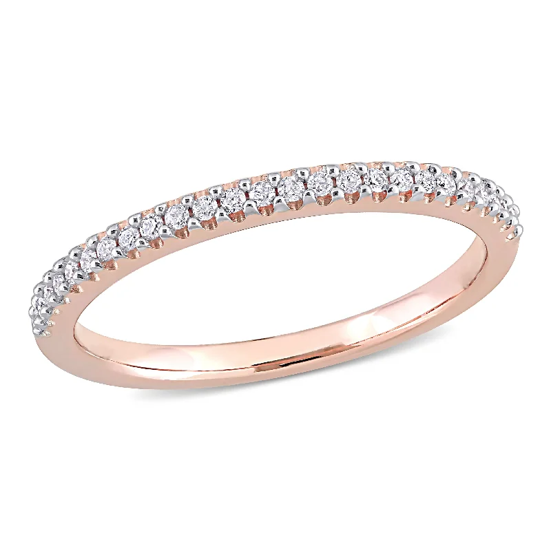 Engagement rings with vibrant tourmaline for color -Miadora 14k Rose Gold 1/8ct TDW Diamond Stackable Eternity Band Ring