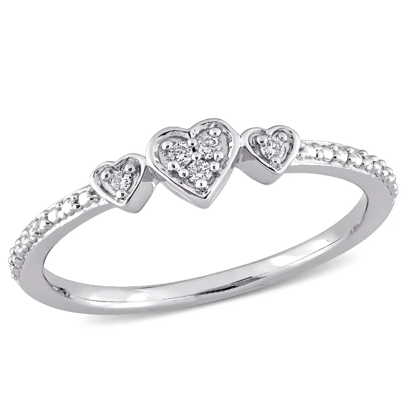 Engagement rings with classic round sapphire brilliance -Miadora Diamond Accent 3-Heart Eternity Ring in Sterling Silver