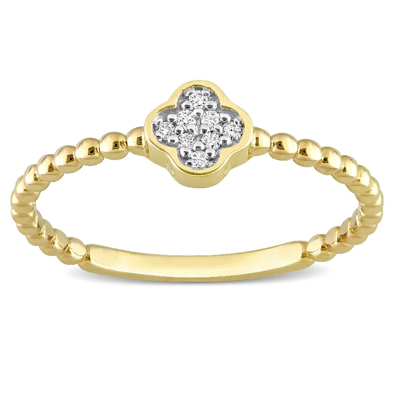 Engagement rings with split-shank topaz designs -Miadora Diamond Accent Cluster Ring in 14k Yellow Gold