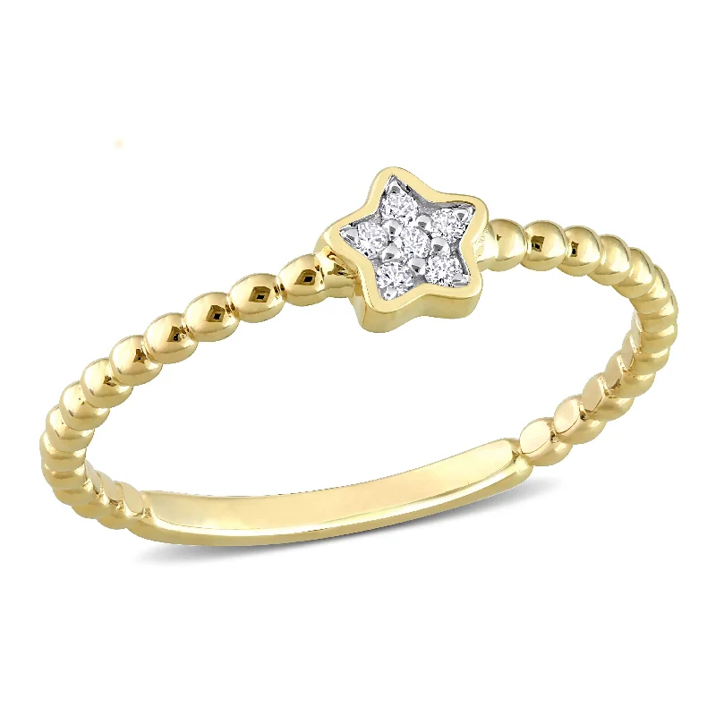 Engagement rings with vintage oxidized gold finish -Miadora Diamond Accent Star Ring in 14k Yellow Gold