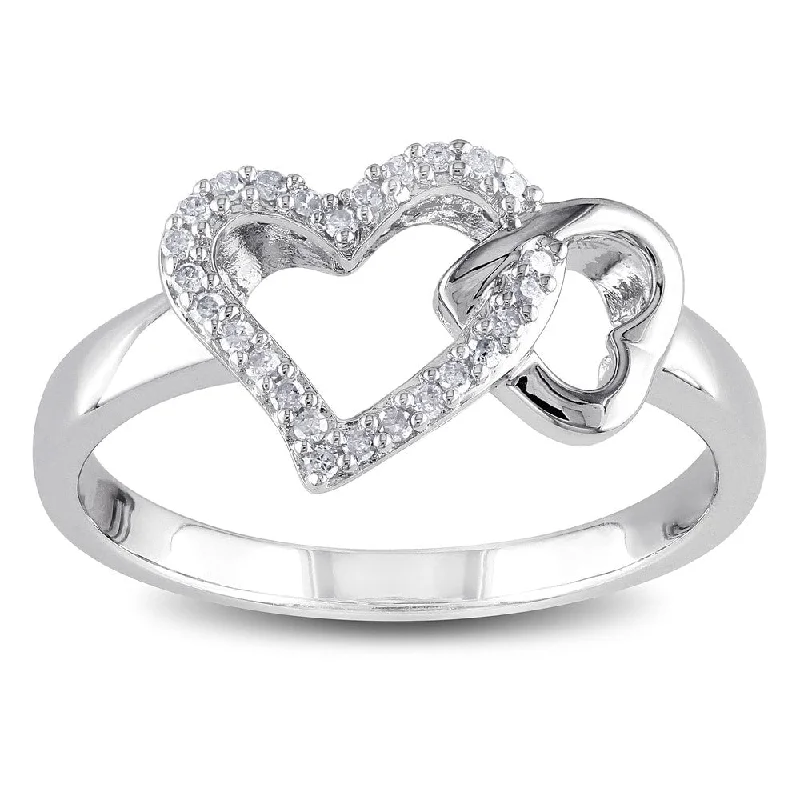 Engagement rings with sleek emerald-cut jade stones -Miadora Sterling Silver 1/10ct TDW Diamond Heart Ring