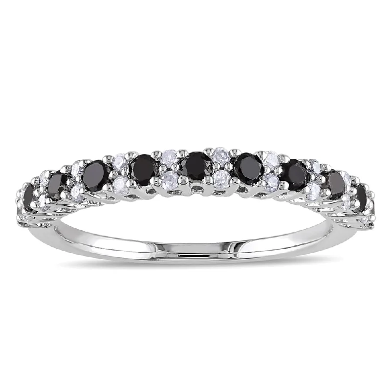 Engagement rings with geometric labradorite stone cuts -Miadora Sterling Silver 1/2ct TDW Black and White Diamond Ring