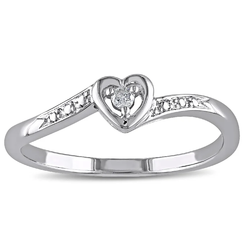 Engagement rings with vine-inspired topaz bands -Miadora Sterling Silver Diamond Heart Promise Ring