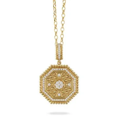 Best necklaces and pendants with opal gemstones for an iridescent glow-18K Yellow Gold Byzantine Diamond Pendant