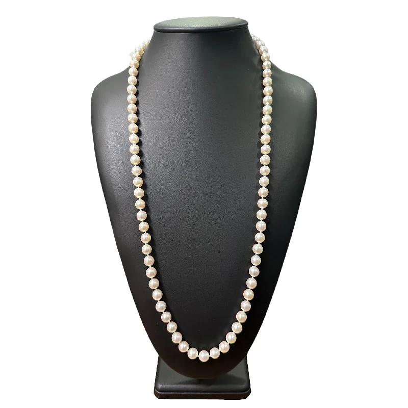 Stunning necklaces and pendants with aquamarine stones for a serene effect-Estate 8.5 - 9 mm Japanese Akoya Pearl Necklace 31.5" (No Clasp)