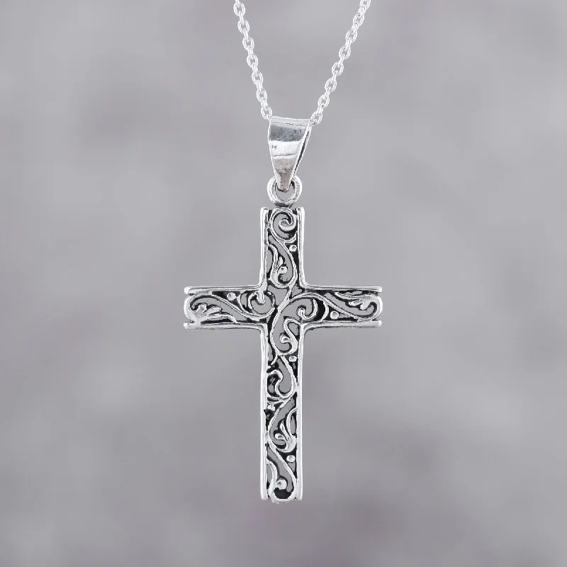 Best necklaces and pendants with minimalist pendants for a sleek, understated look-Adorned Cross Handcrafted Sterling Silver Ornate Cross Pendant Necklace