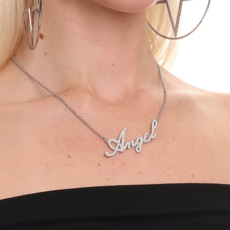 Best necklaces and pendants with floral designs for a feminine and elegant feel-Angel Nameplate