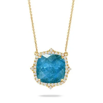 Best necklaces and pendants with opal and gold for a vibrant, luxurious contrast-Diamond Pendant with Apatite