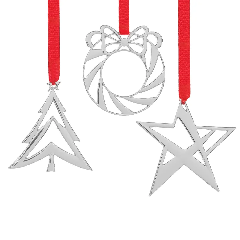 Best necklaces and pendants with matching earrings for a coordinated, elegant look-Assorted Mini Ornaments – Star, Wreath, Tree, Set of 3