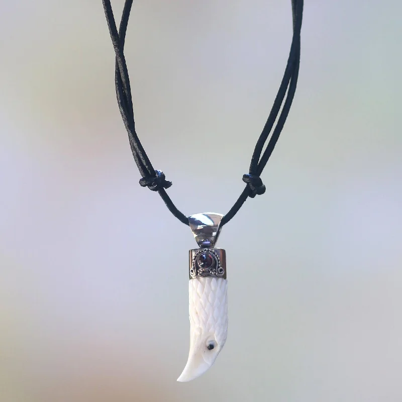 Unique necklaces and pendants with engraved messages for a sentimental gift-Brave Eagle Handcrafted Men's Garnet Necklace