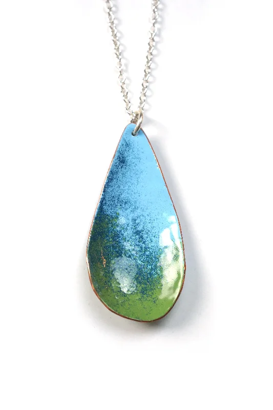 Necklaces and pendants with geometric pendants for a clean, contemporary design-Chroma Pendant in Light Blue and Earth Green