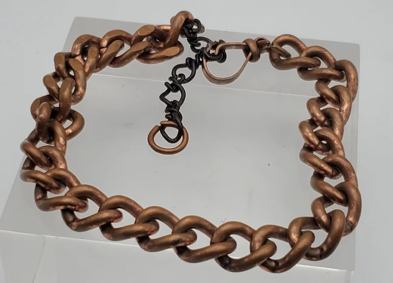 Necklaces and pendants with love knot designs for a romantic, meaningful symbol-Vintage Copper Curb Link Chain