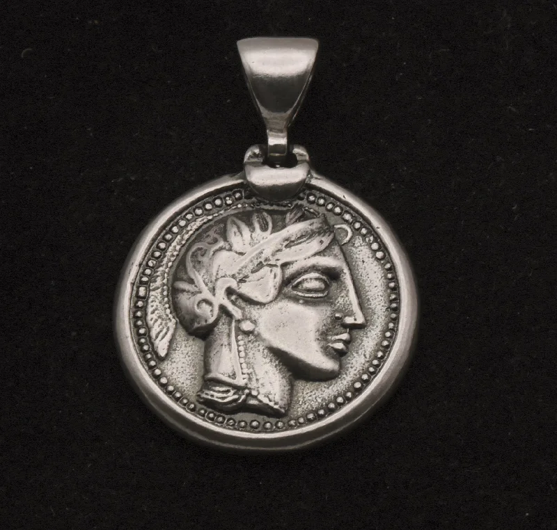 Necklaces and pendants with personalized charms for a custom piece of jewelry-Vintage Reproduction Greek Coin Sterling Silver Pendant