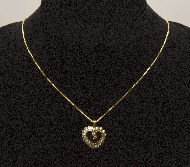 Best necklaces and pendants with personalized coordinates for a special keepsake-Vintage Cubic Zirconia Vermeil Heart Pendant on Gold Tone Chain Necklace - 18"