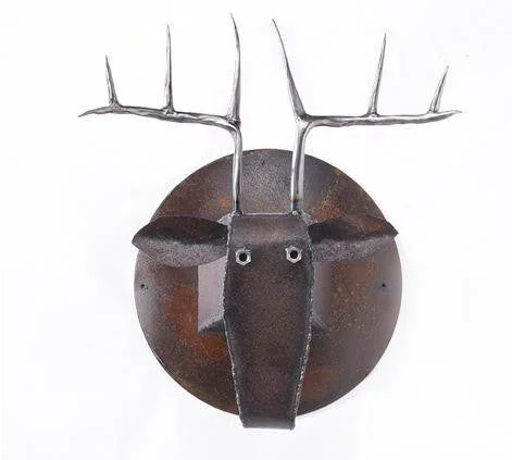 Best necklaces and pendants with cross pendants for a spiritual, meaningful symbol-Deer Head Made of Recycled Farm Tools