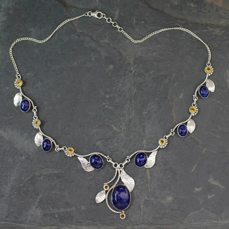 Simple necklaces and pendants with bar pendants for a sleek modern design-Dew Blossoms Lapis Lazuli Necklace