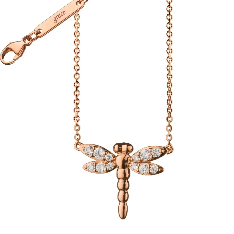 Best necklaces and pendants with silver chains for a sleek, timeless look-Diamond Critter Dragon Fly "Grace" Necklace