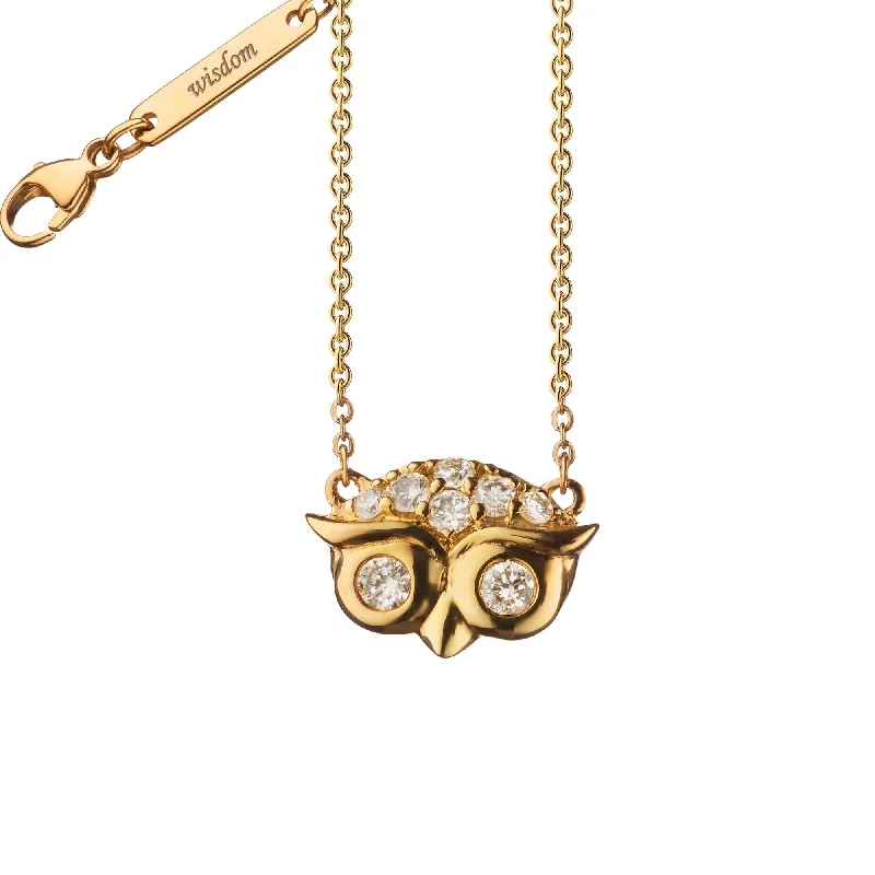 Necklaces and pendants with matching rings for a coordinated set of jewelry-Diamond Critter Owl "Wisdom" Necklace