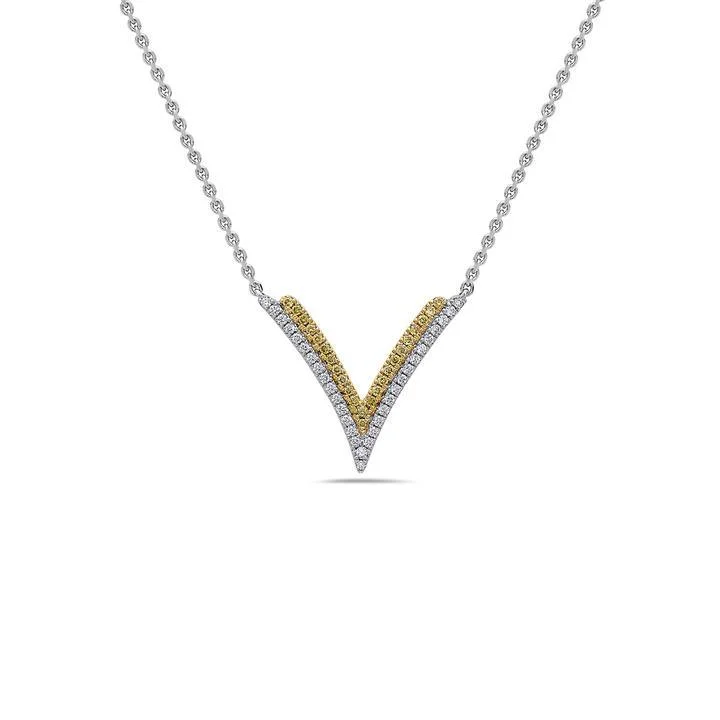 Unique necklaces and pendants with gemstones for a colorful and vibrant statement-Diamond Double V Pendant Necklace