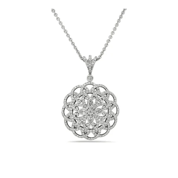 Best necklaces and pendants with matching rings for a coordinated jewelry set-Diamond Pave Round Amulet Pendant