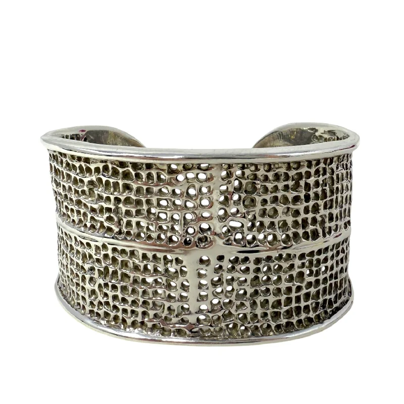 Beautiful necklaces and pendants with layered chains for a fashionable, chic look-Signature Double Waffle Cuff In Sterling Silver By Joan Hornig