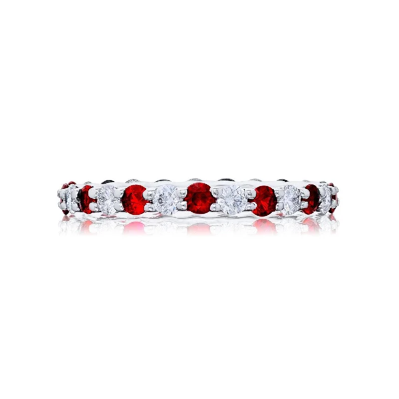 Beautiful necklaces and pendants with natural stones for an earthy, organic vibe-Ruby & Diamond Eternity Band