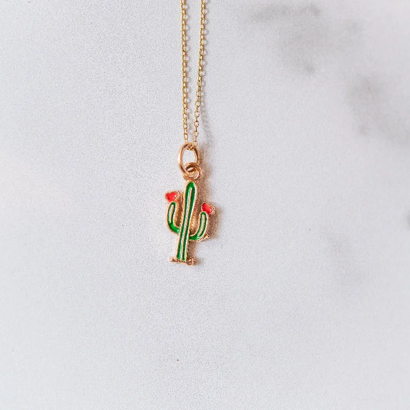 Best necklaces and pendants with butterfly pendants for a delicate, light style-Enamel Cactus Necklace