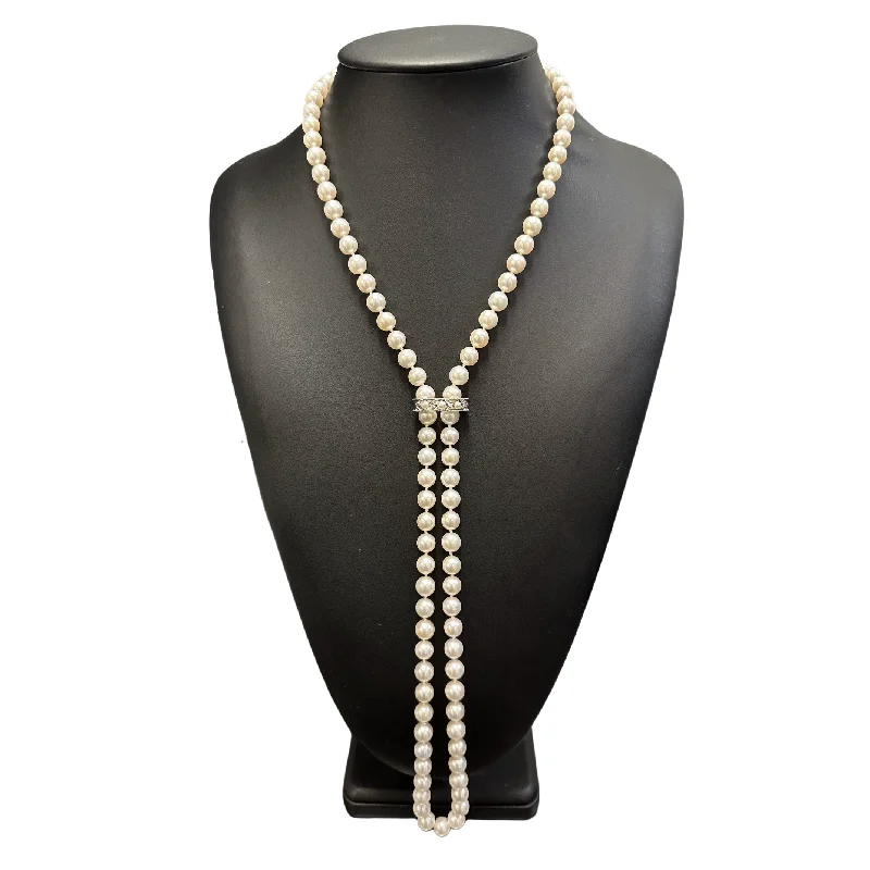 Necklaces and pendants with feather designs for a boho-chic, carefree vibe-Estate Opera Length (35") Cultured Japanese Akoya Pearl Necklace