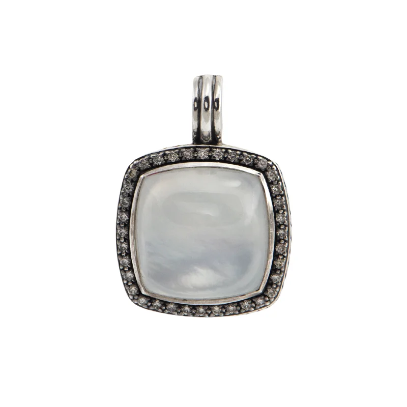 Necklaces and pendants with enamel accents for a colorful, eye-catching appearance-Estate David Yurman Moonstone, Mother of Pearl, and Diamond Sterling Pendant