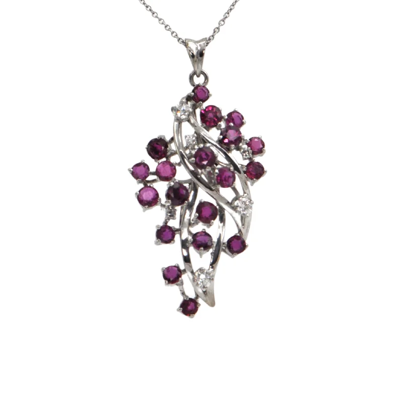 Unique necklaces and pendants with artistic shapes for a creative, one-of-a-kind design-Estate Diamond and Ruby 14k Gold Pendant