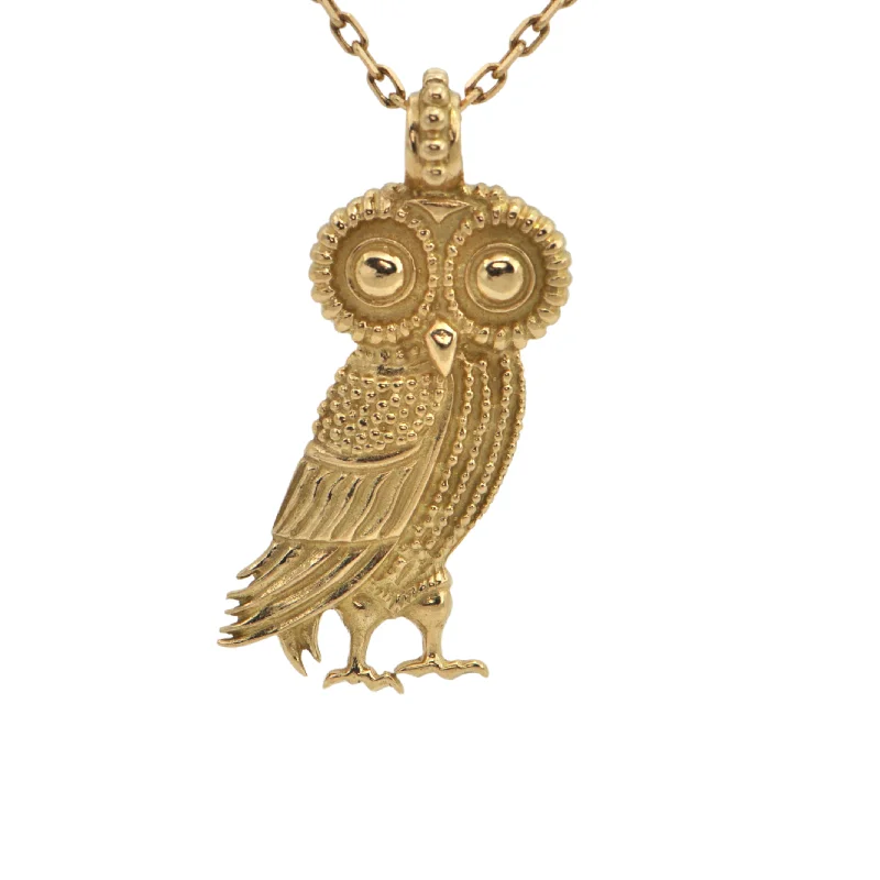 Trendy necklaces and pendants with statement pieces for a bold fashion statement-Estate Greek 18K Gold Athena's Owl Pendant