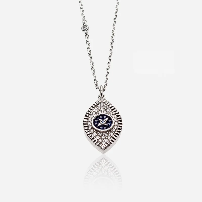 Best necklaces and pendants with seashell designs for a tropical, beachy vibe-Evil Eye Silver Pendant Necklace with Diamonds