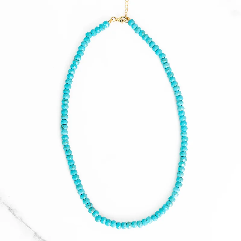 Elegant necklaces and pendants with diamond accents for added sparkle-Genuine Turquoise Beaded Necklace