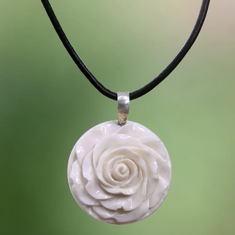 Necklaces and pendants with ocean-inspired designs for a refreshing, beachy feel-Glorious Rose Bone Pendant Necklace