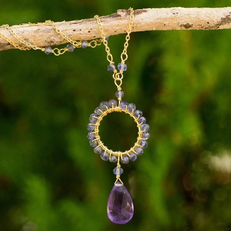 Best necklaces and pendants with opal and gold for a vibrant, luxurious contrast-Iris Rain Gold Plated Silver Amethyst & Iolite Necklace