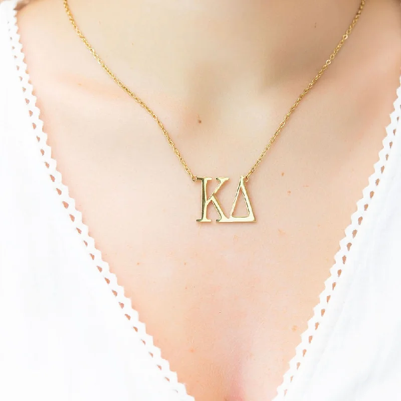 Best necklaces and pendants with black diamonds for an edgy, bold statement-Kappa Delta Nameplate Necklace