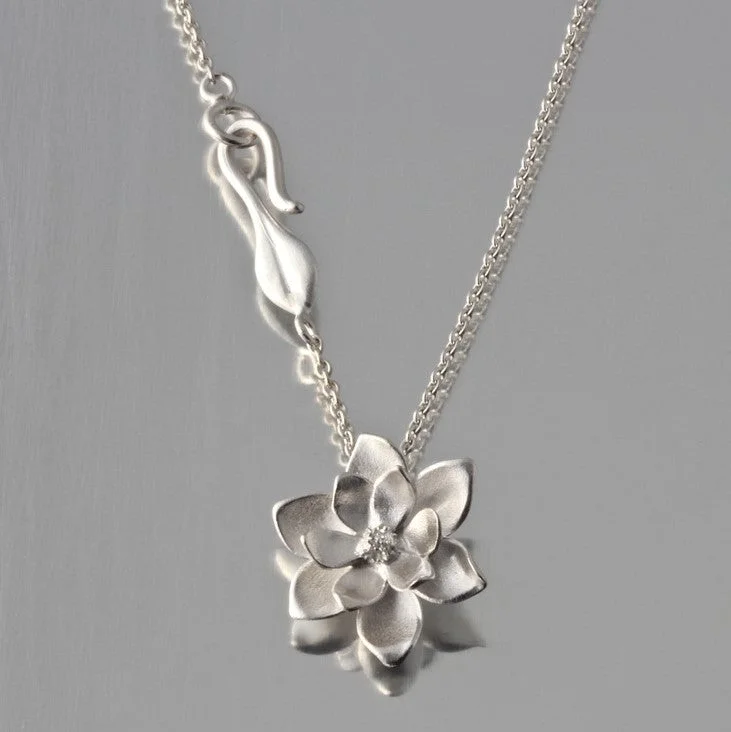 Necklaces and pendants with personalized charms for a custom piece of jewelry-Magnolia Sterling Silver Pendant Necklace